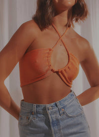 POOL SUITE CROP TOP ORANGE