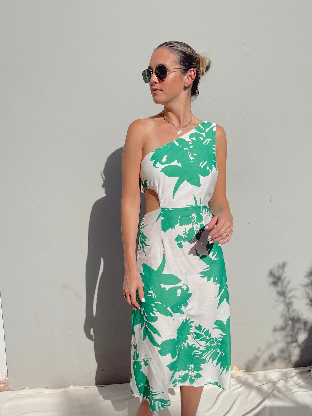 EMER GREEN FLORAL DRESS