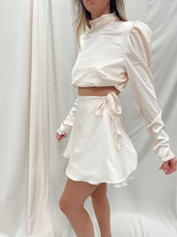 CHAMPAGNE WRAP MINI SKIRT
