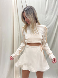 CHAMPAGNE WRAP MINI SKIRT