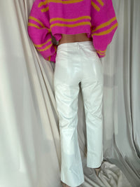 BRETT LEATHER PANTS WHITE