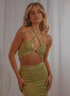 POOL SUITE CROP TOP LIME GREEN