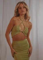 POOL SUITE CROP TOP LIME GREEN