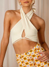 ON THE RUN CROP TOP IVORY