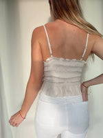 PEARL CREAM SMOCKED TOP