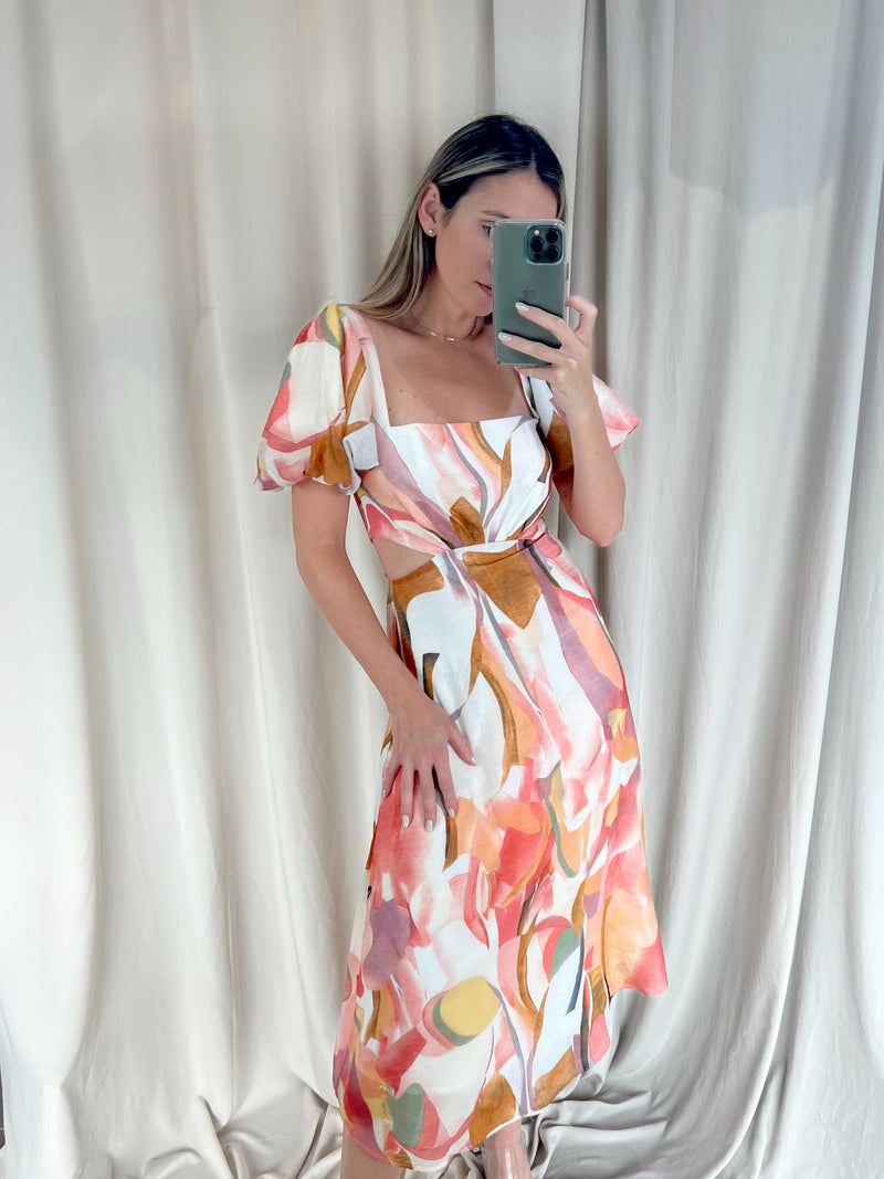 KEI PRINT MIDI DRESS