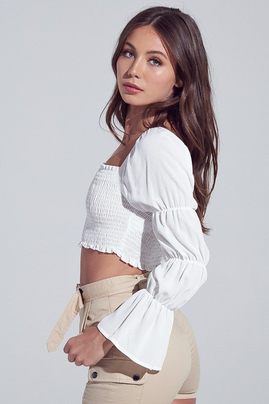Rebel White Smocked Top