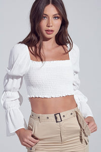 Rebel White Smocked Top