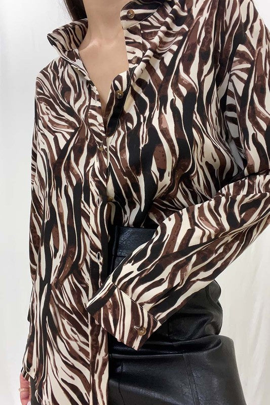 DANNI SWIRL PRINT BUTTON DOWN