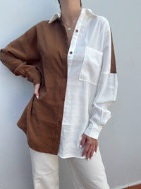 OASIS CHOCOLATE BUTTON DOWN