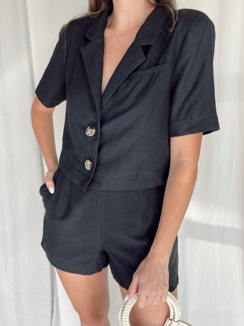 ELLORA BLACK LINEN SET