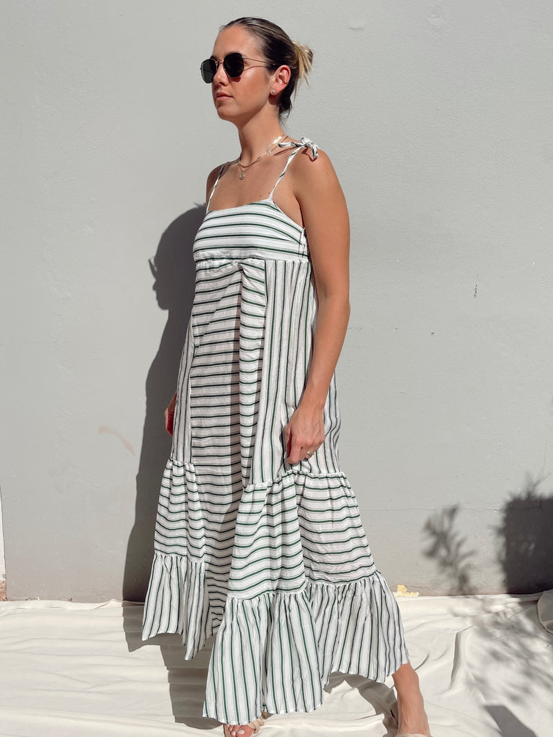 ROSALEE GREEN STRIPE MAXI