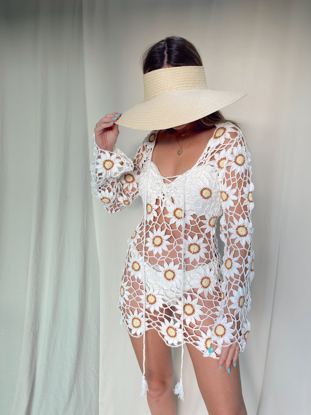 CLEO FLORAL CROCHET DRESS WHITE