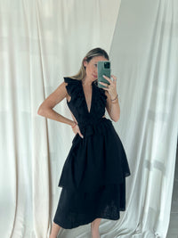 POPPY BLACK MIDI DRESS