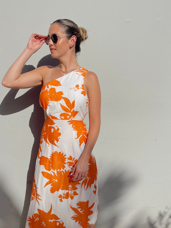 EMER ORANGE FLORAL DRESS