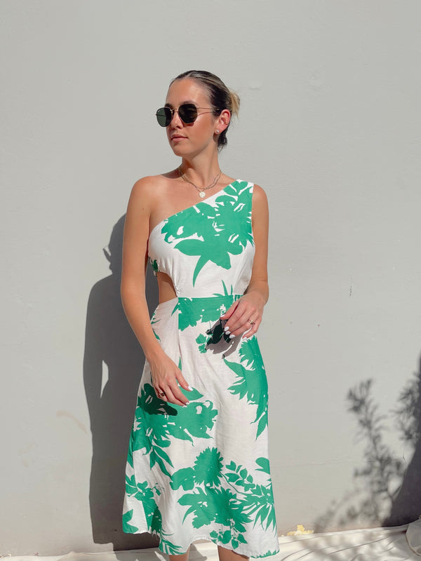 EMER GREEN FLORAL DRESS