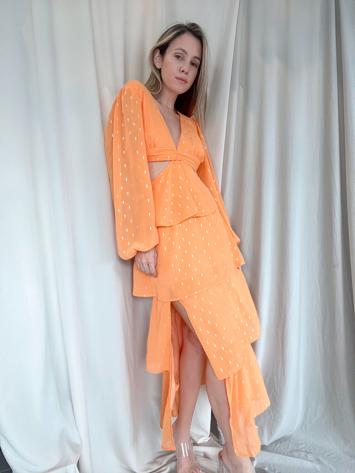 JULI ORANGE MIDI DRESS