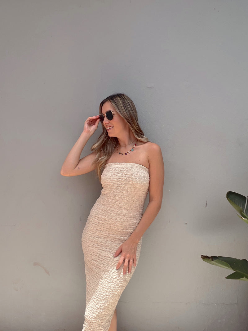 CHABELI BEIGE MIDI DRESS