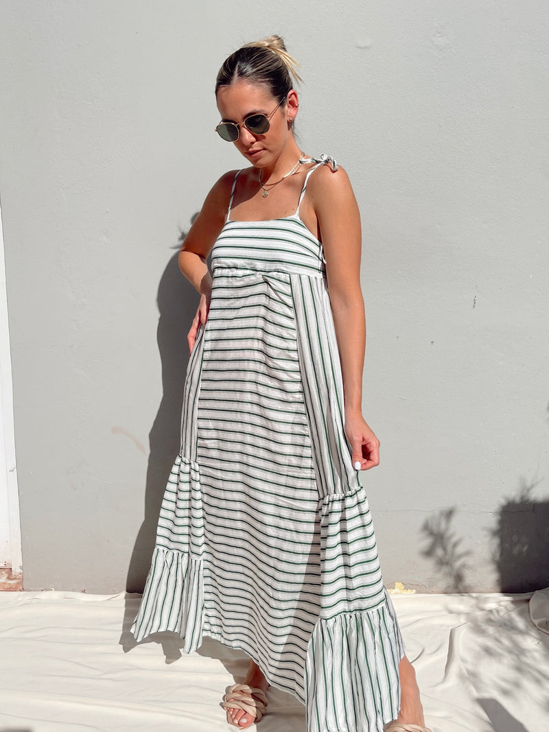 ROSALEE GREEN STRIPE MAXI