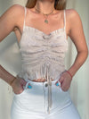 PEARL CREAM SMOCKED TOP