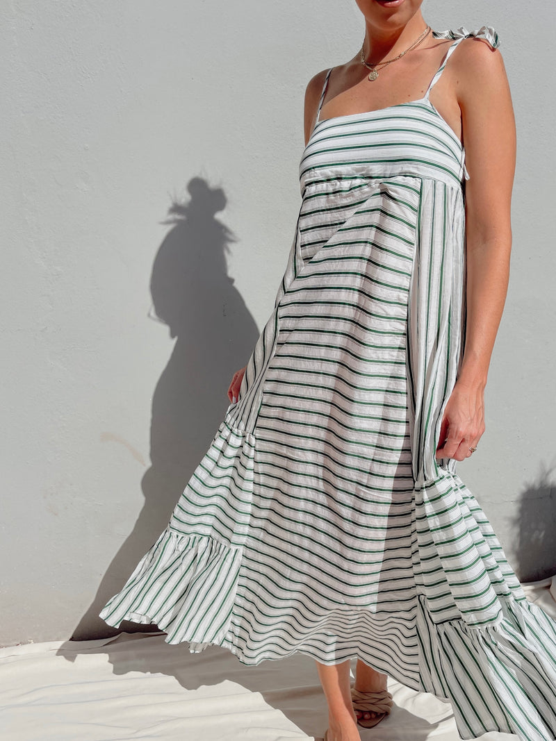 ROSALEE GREEN STRIPE MAXI