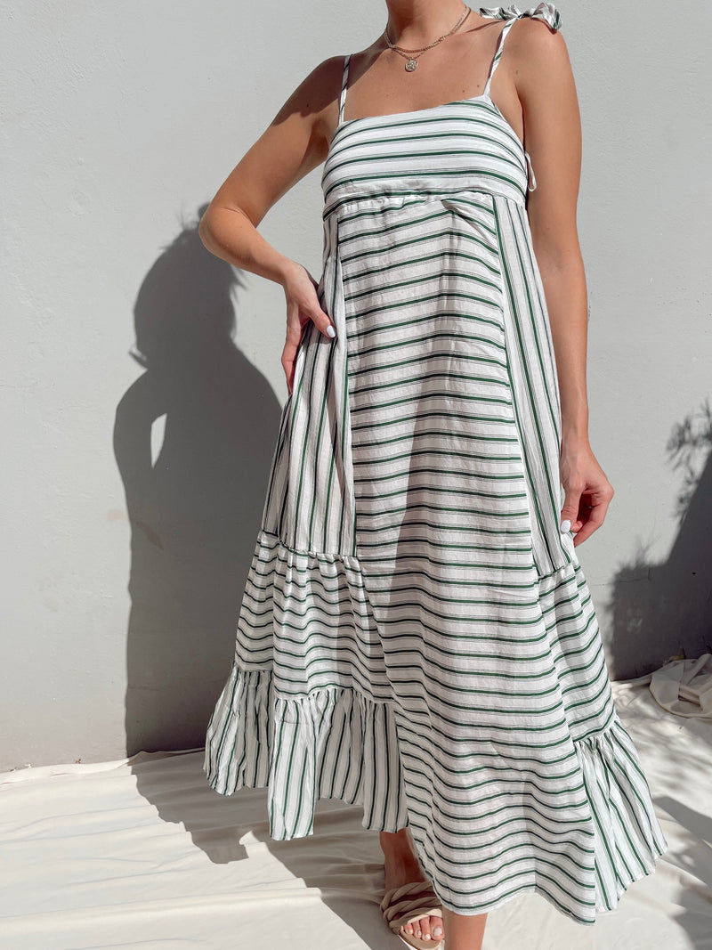 ROSALEE GREEN STRIPE MAXI