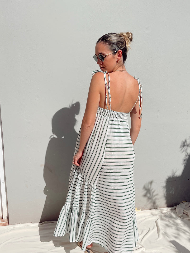 ROSALEE GREEN STRIPE MAXI