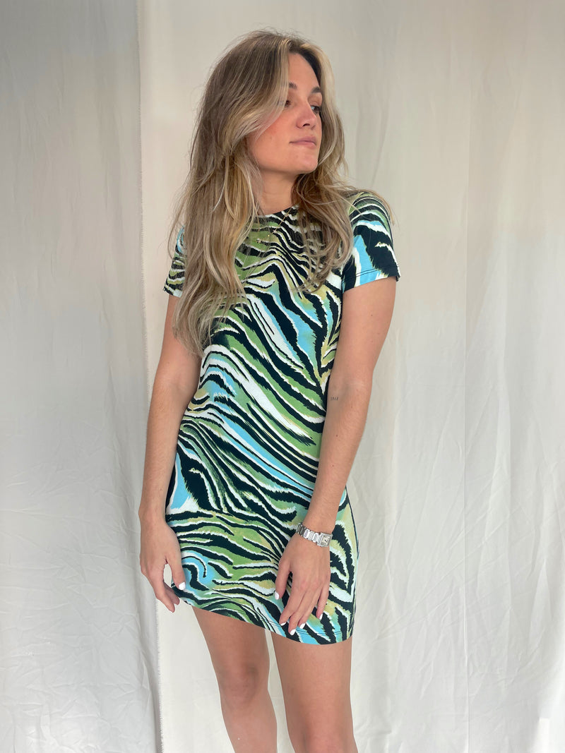 SOFIA OPEN BACK ZEBRA DRESS