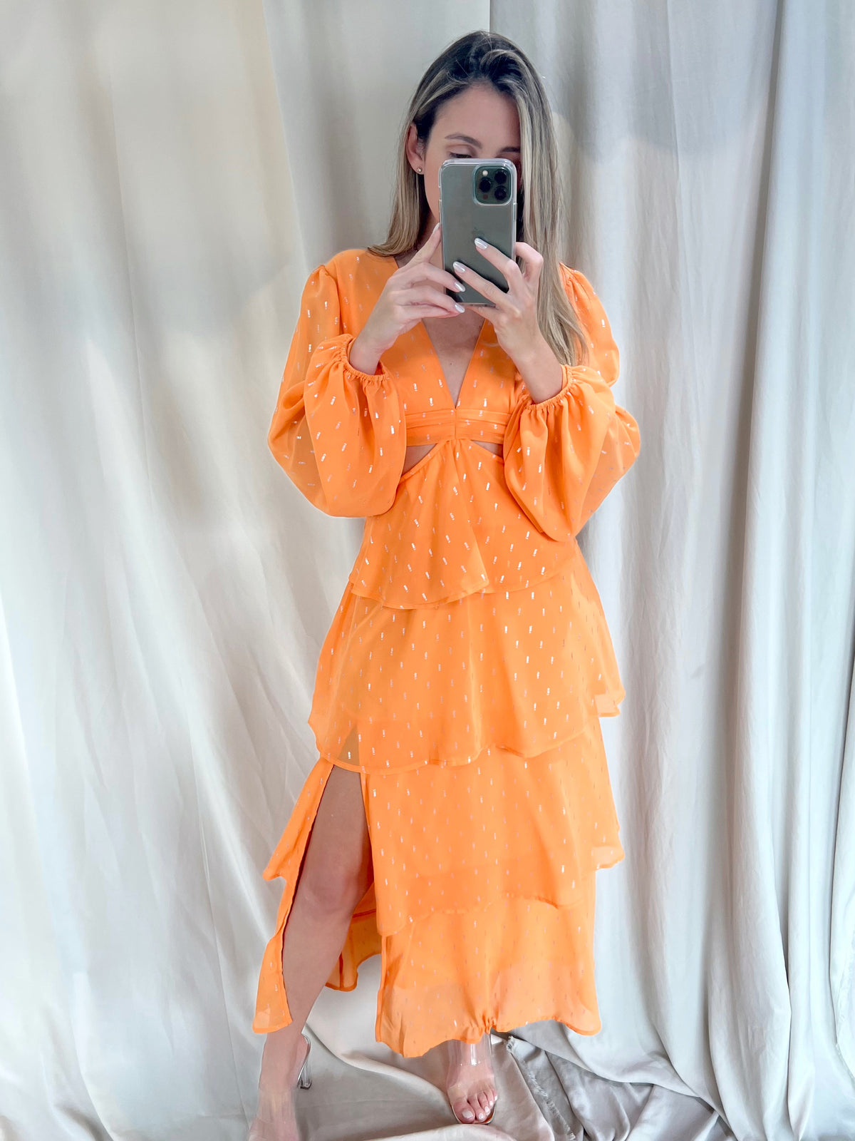 JULI ORANGE MIDI DRESS