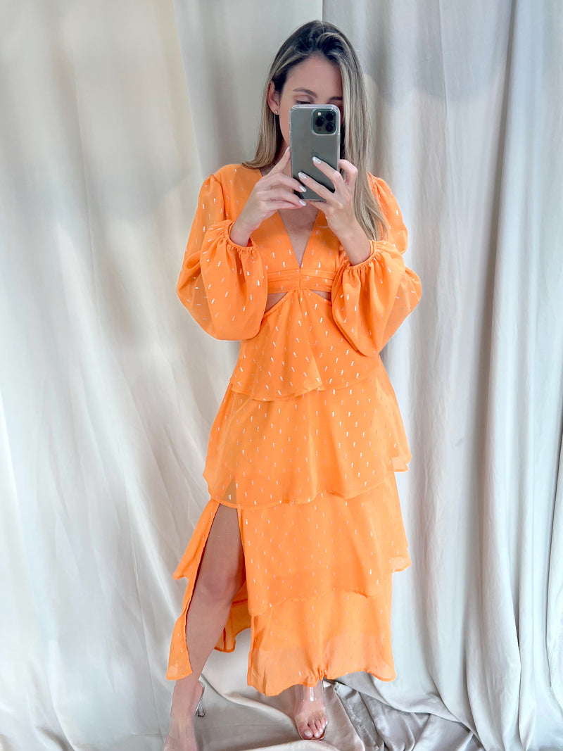 JULI ORANGE MIDI DRESS