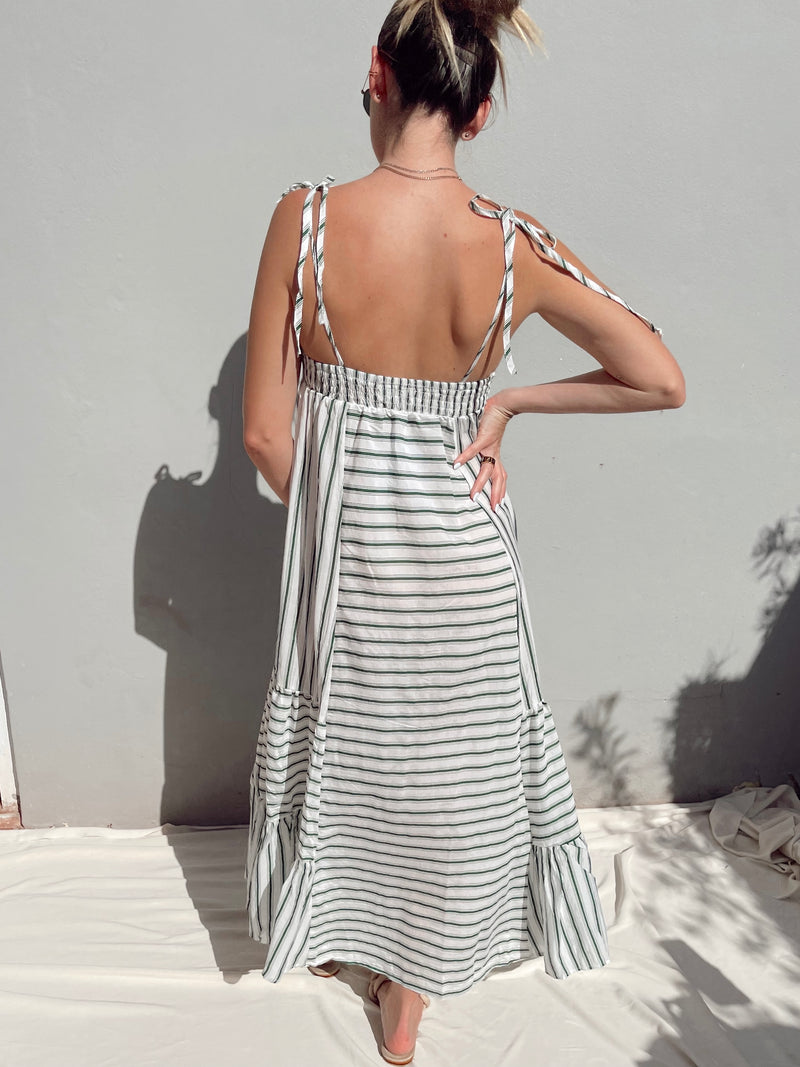 ROSALEE GREEN STRIPE MAXI