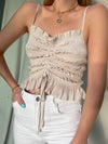 PEARL CREAM SMOCKED TOP