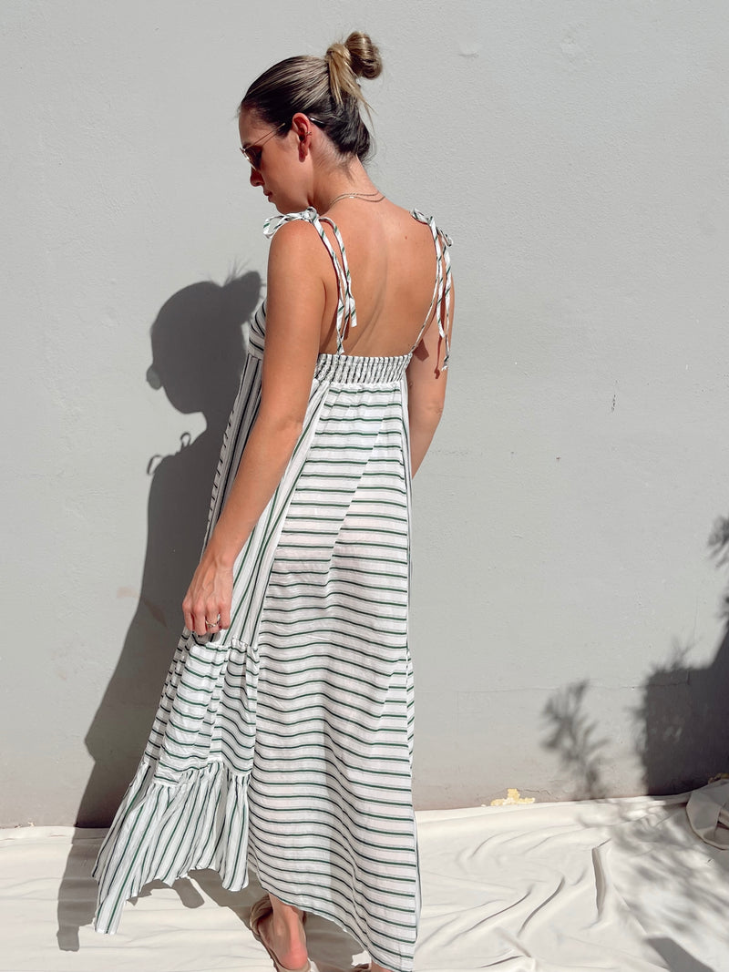 ROSALEE GREEN STRIPE MAXI