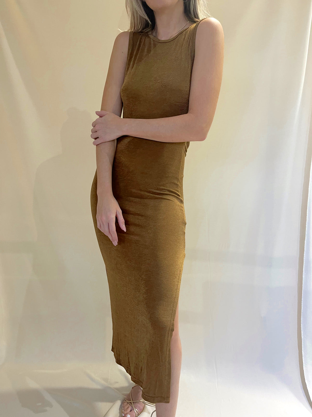 ELIZA CAMEL BODYCON DRESS
