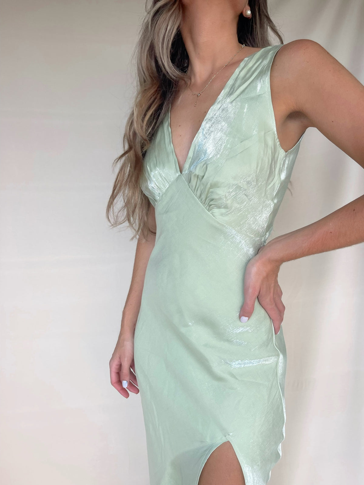 BILLIE SPLIT MAXI DRESS SAGE