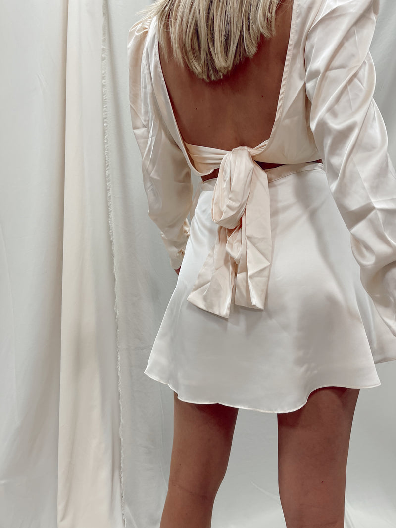 CHAMPAGNE WRAP MINI SKIRT