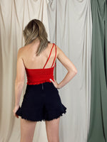 ARDEN SMOCKED TOP RED