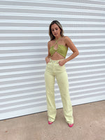 POOL SUITE CROP TOP LIME GREEN
