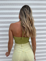 POOL SUITE CROP TOP LIME GREEN