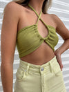 POOL SUITE CROP TOP LIME GREEN