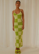 CALI SWEETHEART KNIT MAXI DRESS GREEN