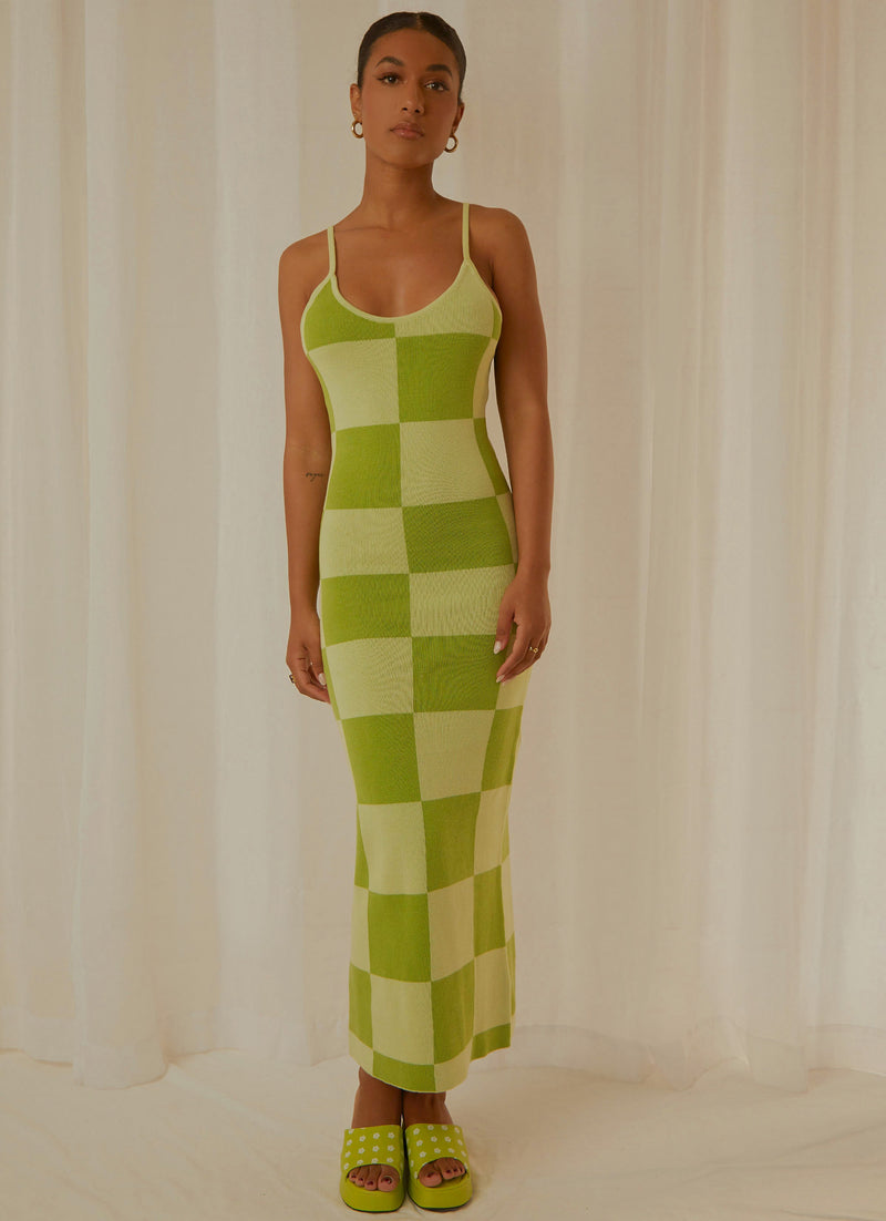CALI SWEETHEART KNIT MAXI DRESS GREEN