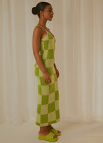CALI SWEETHEART KNIT MAXI DRESS GREEN