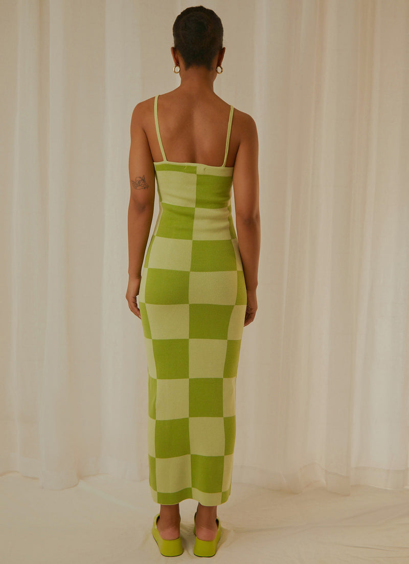 CALI SWEETHEART KNIT MAXI DRESS GREEN