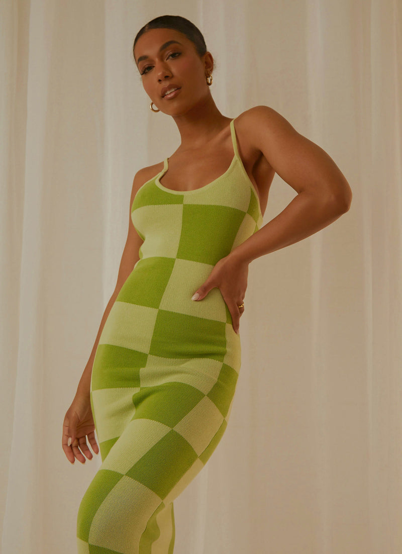 CALI SWEETHEART KNIT MAXI DRESS GREEN