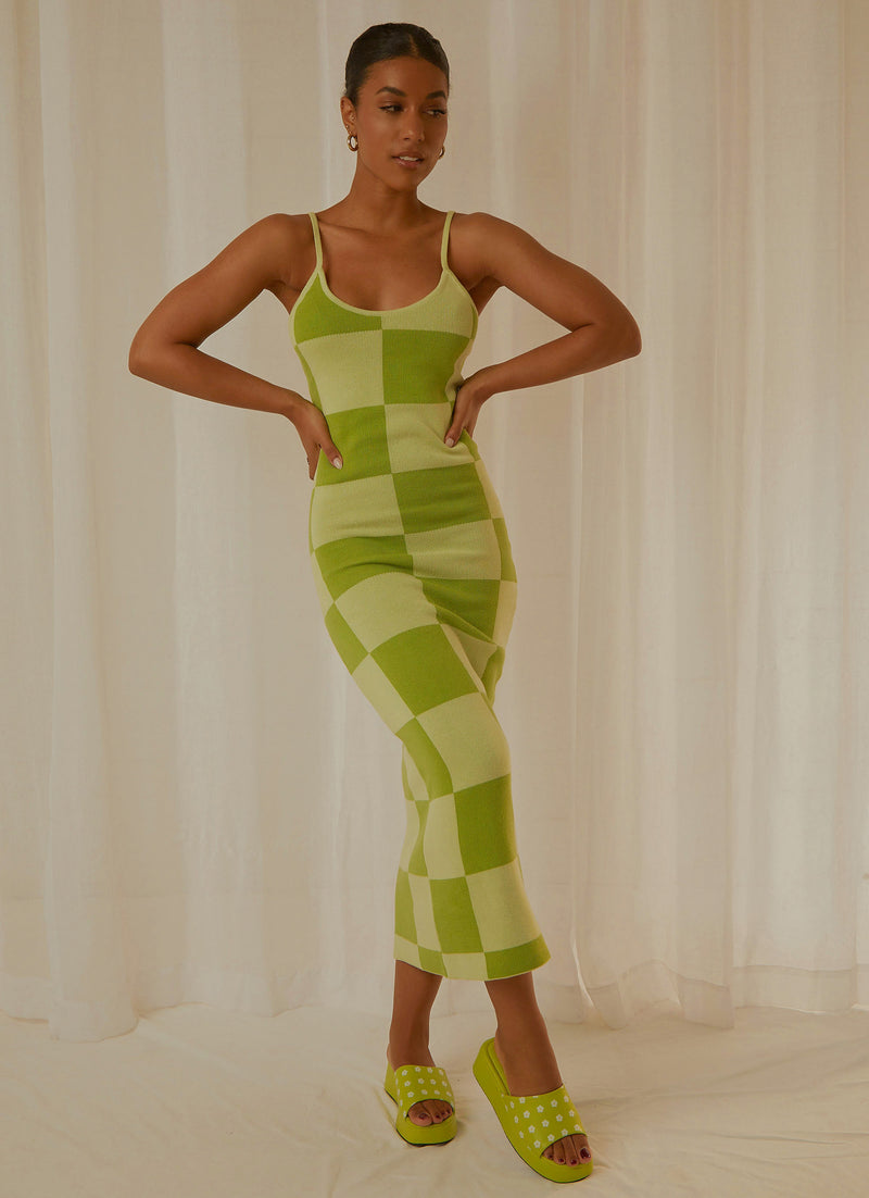 CALI SWEETHEART KNIT MAXI DRESS GREEN
