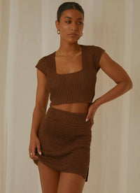 SUMMER STYLE CROCHET SKIRT CHOC BROWN