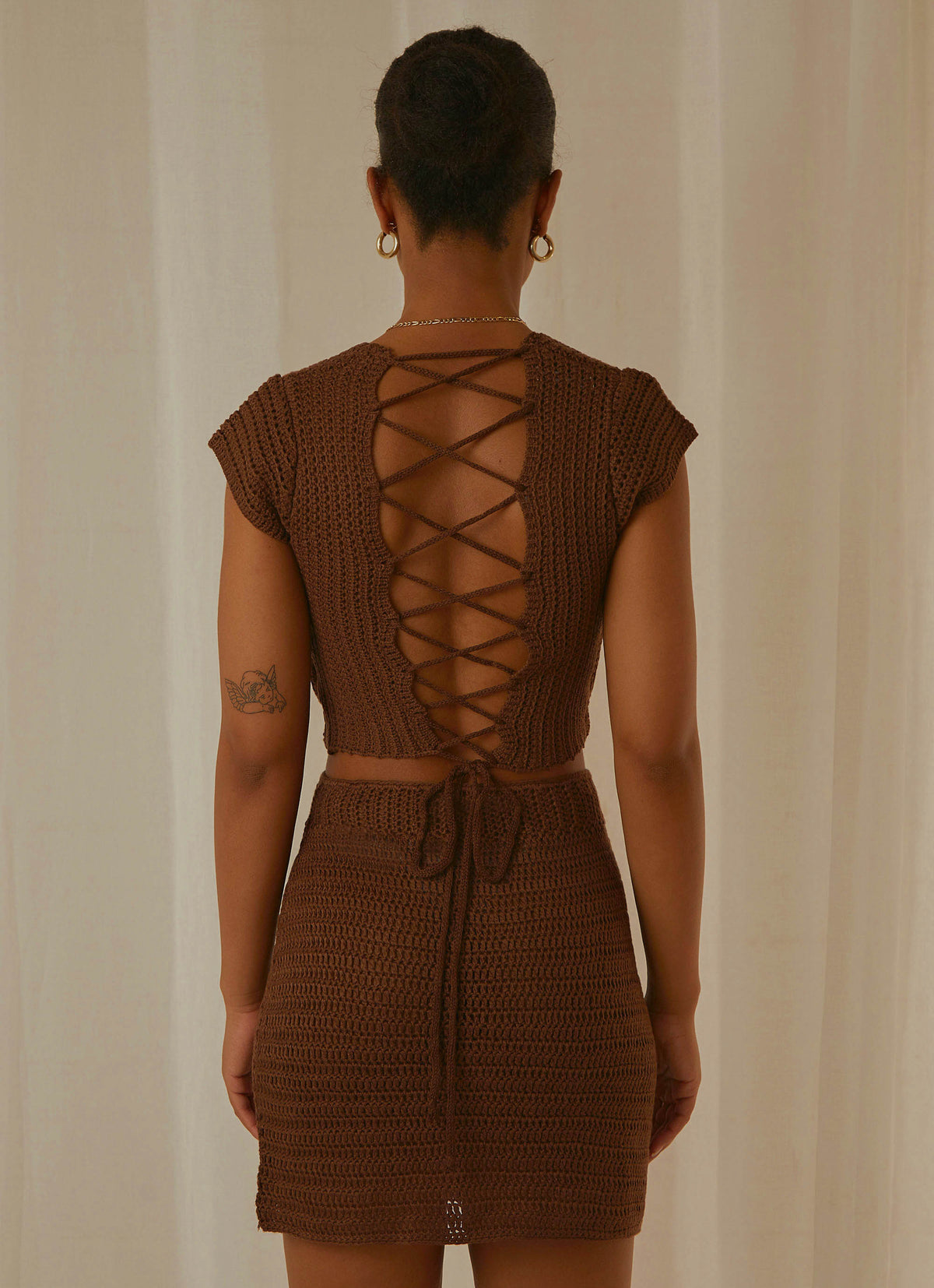 LOVE LIKE THIS CROCHET TOP CHOC BROWN