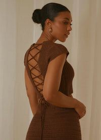 LOVE LIKE THIS CROCHET TOP CHOC BROWN