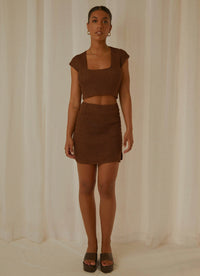 LOVE LIKE THIS CROCHET TOP CHOC BROWN